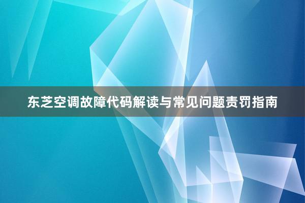 东芝空调故障代码解读与常见问题责罚指南